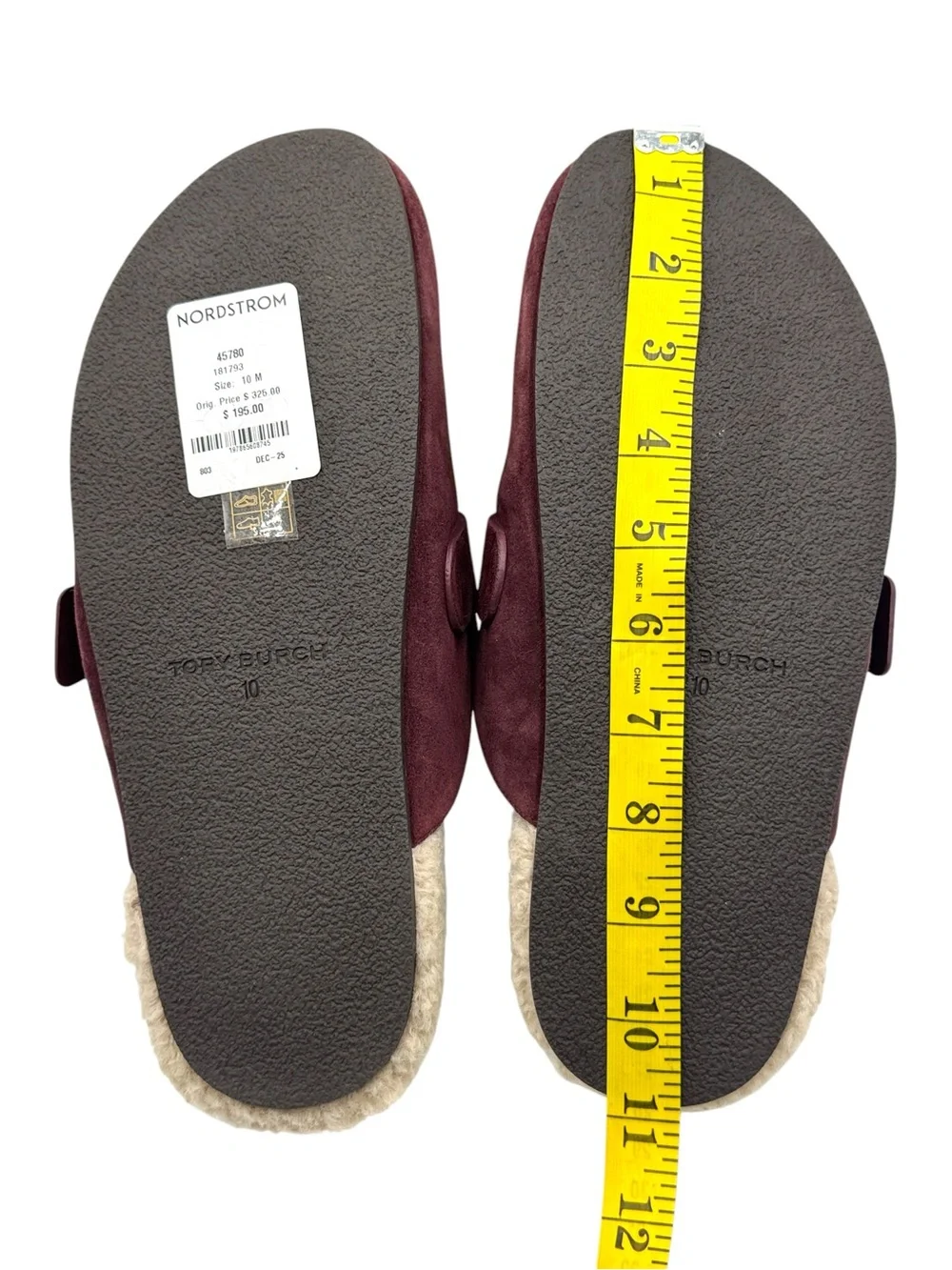 Tory Burch Mellow Shearling Mule Suede Shoes Size 10